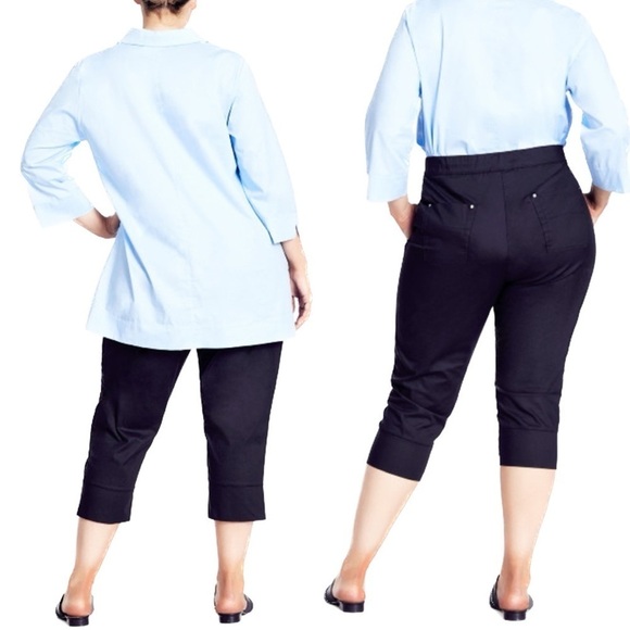 ISOLDE Roth Black Wide Cuff Crop Pant Size 24W NWT (Q02.5) - Picture 5 of 5